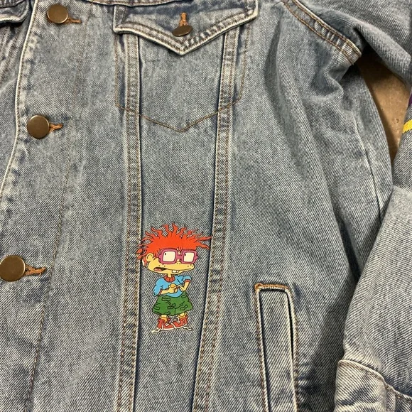 Nickelodeon SZ S Rugrats Graphic Print Jean Jacket Novelty Print Button Up 90’s - Picture 6 of 12